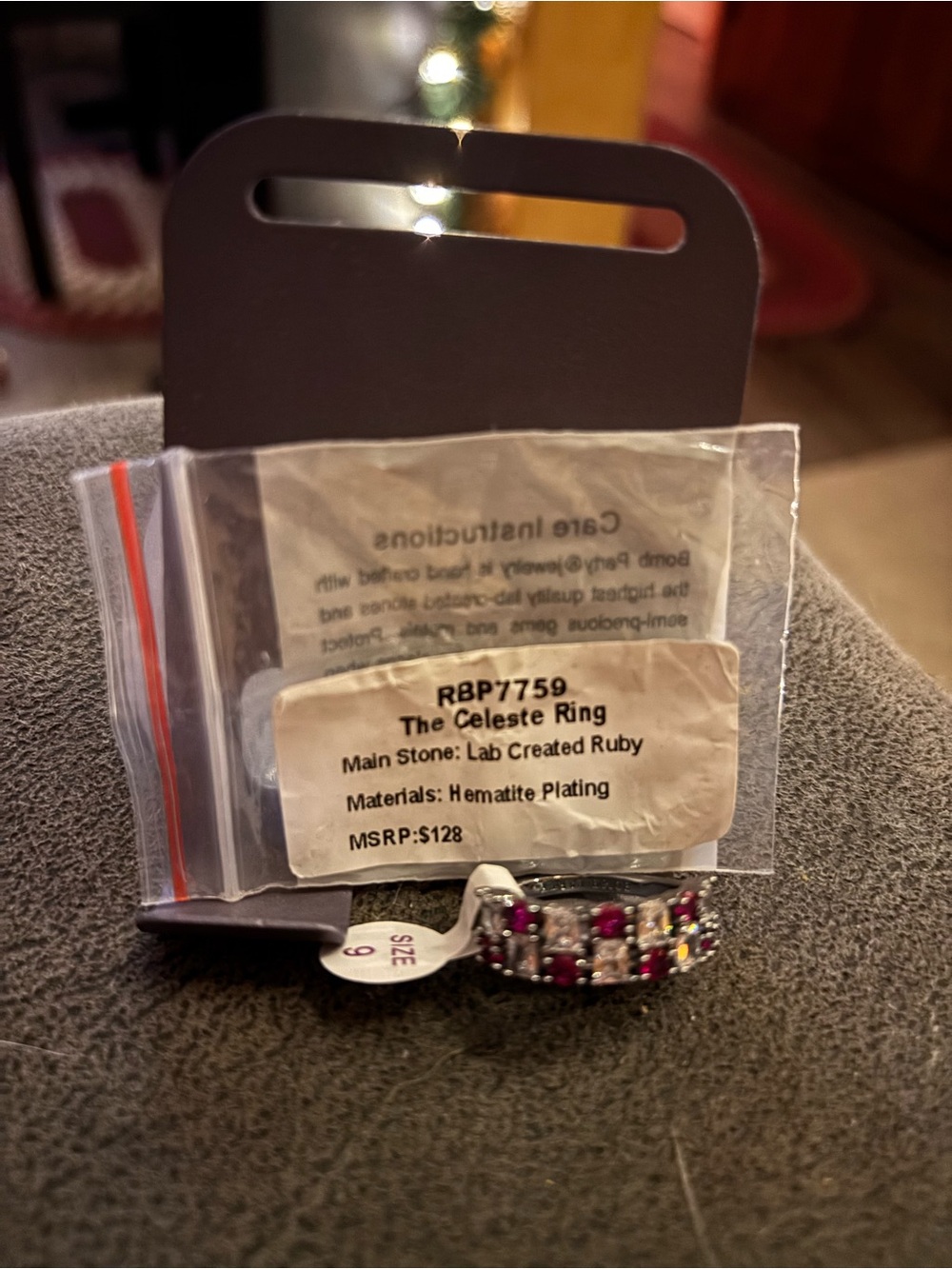 The Celeste Ring — Lab-Created Ruby Hematite-Plated Women's Ring